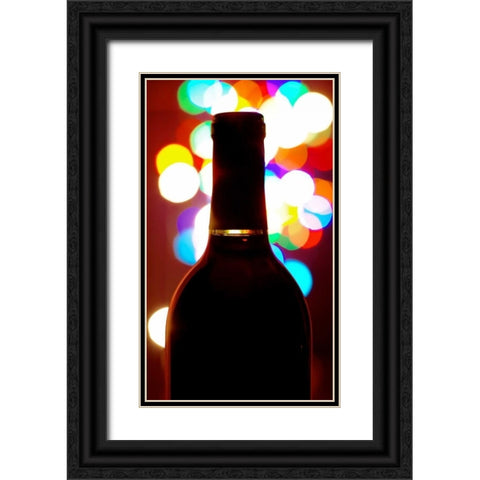 Wine Bottle Bokeh Black Ornate Wood Framed Art Print with Double Matting by Burkhart, Monika