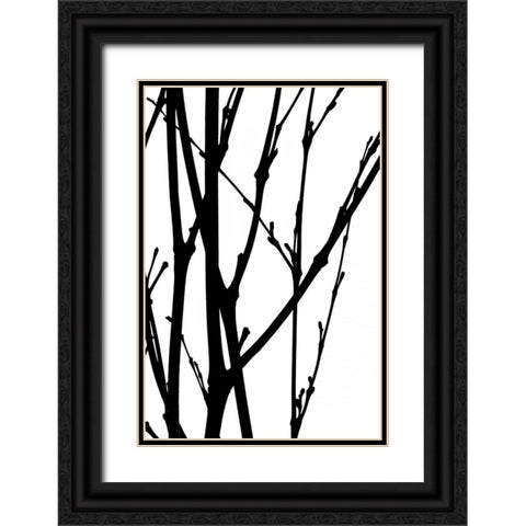 Branch Silhouette III Black Ornate Wood Framed Art Print with Double Matting by Burkhart, Monika