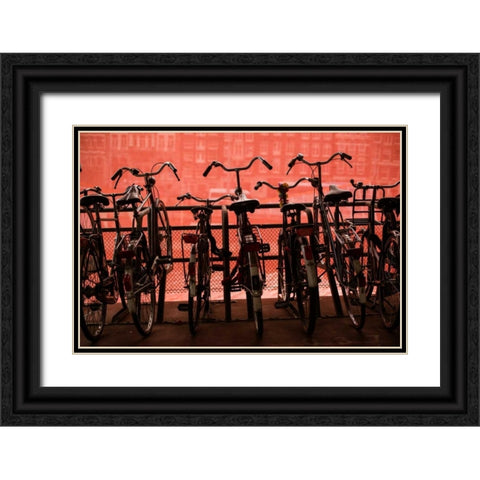 Bicycles at Centraal Station II Black Ornate Wood Framed Art Print with Double Matting by Berzel, Erin