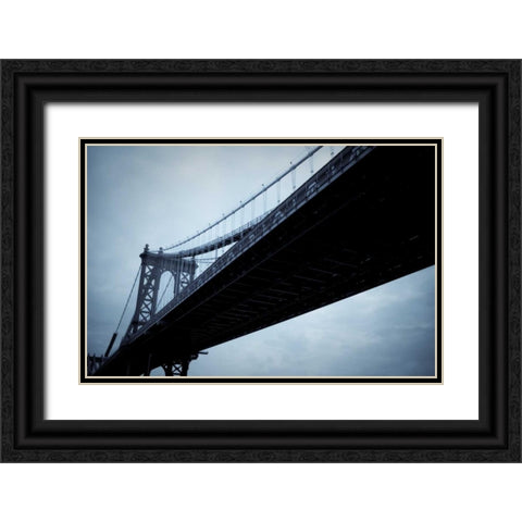 Manhattan Bridge I Black Ornate Wood Framed Art Print with Double Matting by Berzel, Erin