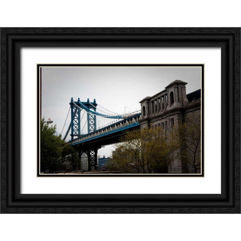 Manhattan Bridge II Black Ornate Wood Framed Art Print with Double Matting by Berzel, Erin