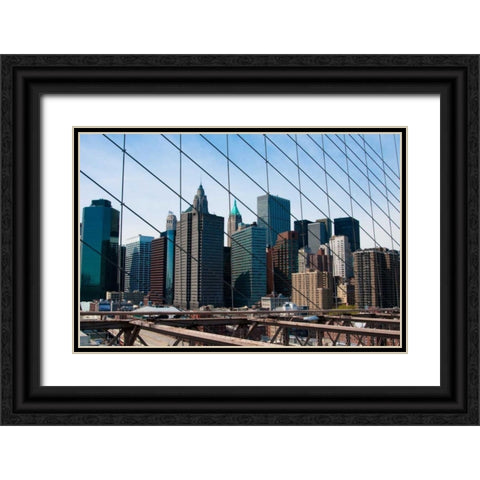 Brooklyn Bridge III Black Ornate Wood Framed Art Print with Double Matting by Berzel, Erin