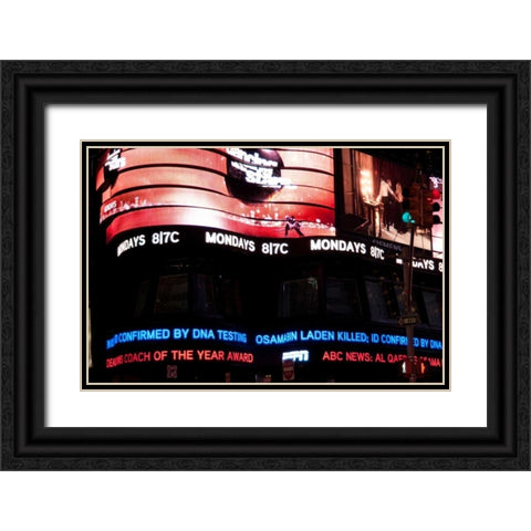 News in Times Square I Black Ornate Wood Framed Art Print with Double Matting by Berzel, Erin