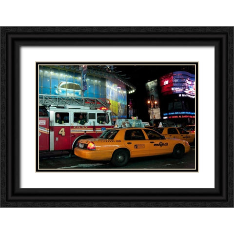 News in Times Square II Black Ornate Wood Framed Art Print with Double Matting by Berzel, Erin