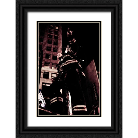 FDNY Firefighter II Black Ornate Wood Framed Art Print with Double Matting by Berzel, Erin