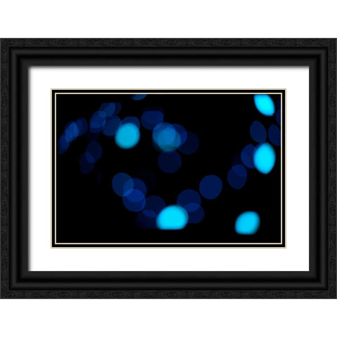Blue Bokeh II Black Ornate Wood Framed Art Print with Double Matting by Berzel, Erin