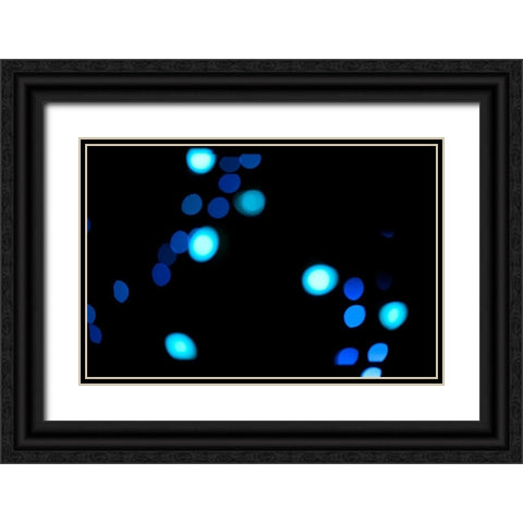 Blue Bokeh III Black Ornate Wood Framed Art Print with Double Matting by Berzel, Erin