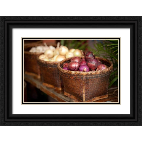 Cambodia Market II Black Ornate Wood Framed Art Print with Double Matting by Berzel, Erin