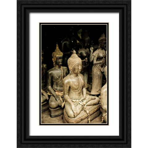 Buddha Statues I Black Ornate Wood Framed Art Print with Double Matting by Berzel, Erin