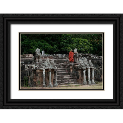 Elephant Terrace II Black Ornate Wood Framed Art Print with Double Matting by Berzel, Erin