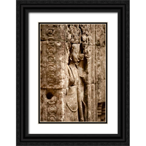 Apsara at Bayon Black Ornate Wood Framed Art Print with Double Matting by Berzel, Erin