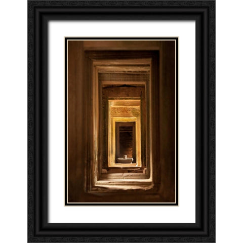 Windows at Bayon Black Ornate Wood Framed Art Print with Double Matting by Berzel, Erin