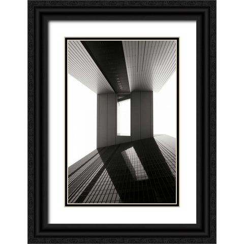 Hong Kong Abstract Black Ornate Wood Framed Art Print with Double Matting by Berzel, Erin
