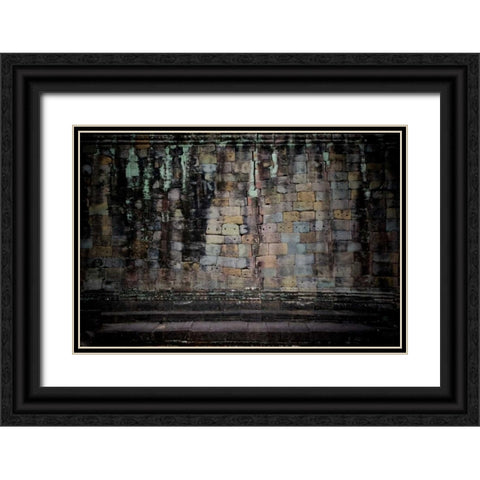 Colors of Preah Khan Black Ornate Wood Framed Art Print with Double Matting by Berzel, Erin
