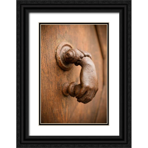 French Door Knocker I Black Ornate Wood Framed Art Print with Double Matting by Berzel, Erin