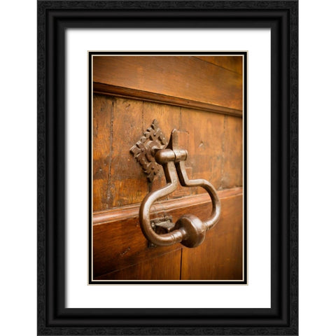 French Door Knocker II Black Ornate Wood Framed Art Print with Double Matting by Berzel, Erin