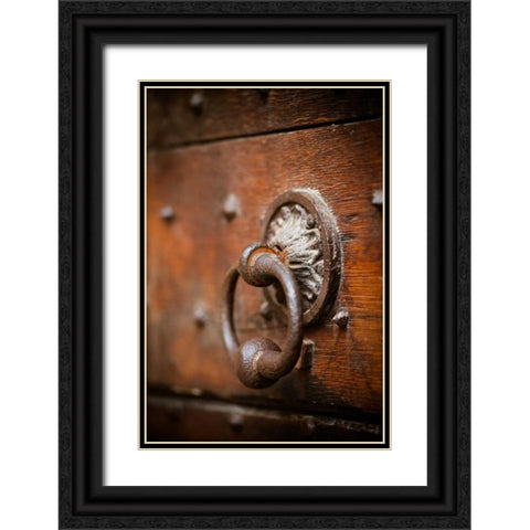 French Door Knocker IV Black Ornate Wood Framed Art Print with Double Matting by Berzel, Erin