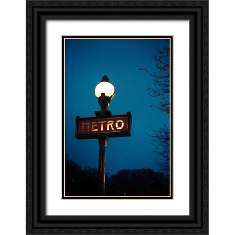 Paris Metro III Black Ornate Wood Framed Art Print with Double Matting by Berzel, Erin