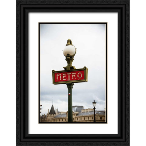 Paris Metro IV Black Ornate Wood Framed Art Print with Double Matting by Berzel, Erin