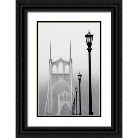 BW Light on the Bridge III Black Ornate Wood Framed Art Print with Double Matting by Berzel, Erin