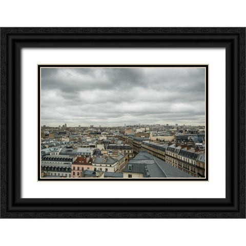 Paris Rooftops III Black Ornate Wood Framed Art Print with Double Matting by Berzel, Erin