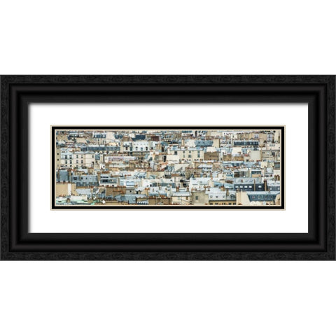 Montmartre Panoramic I Black Ornate Wood Framed Art Print with Double Matting by Berzel, Erin