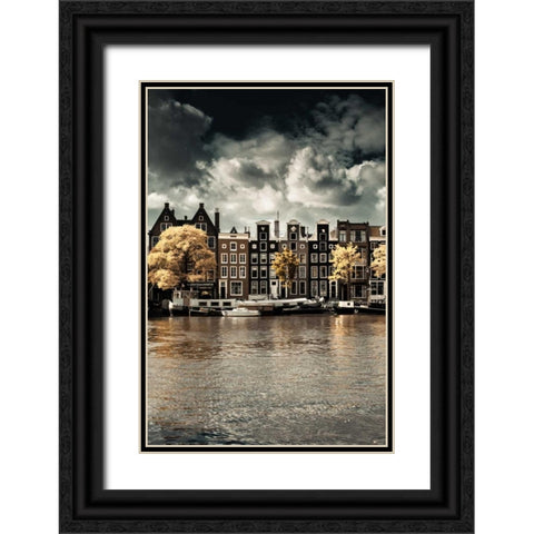 Amsterdam Autumn Canal I Black Ornate Wood Framed Art Print with Double Matting by Berzel, Erin