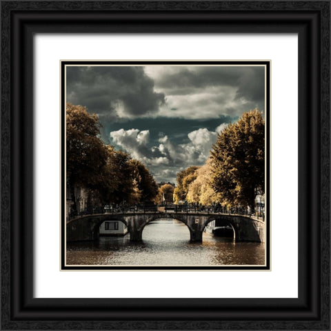 Amsterdam Bridge I Black Ornate Wood Framed Art Print with Double Matting by Berzel, Erin