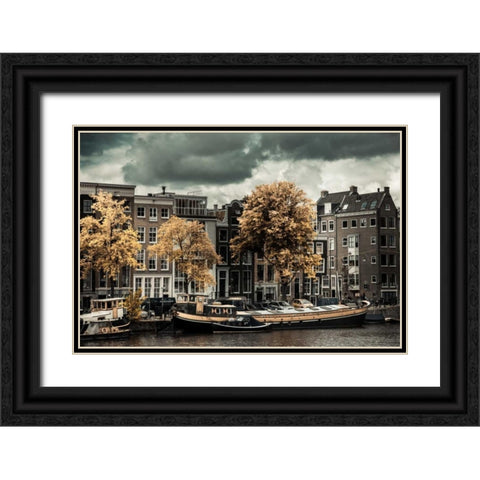 Amsterdam Autumn Colors Black Ornate Wood Framed Art Print with Double Matting by Berzel, Erin