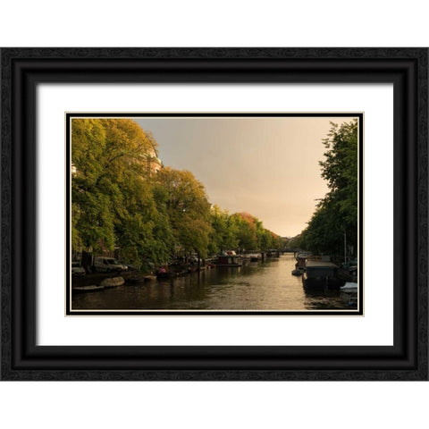 Amsterdam Singel Canal III Black Ornate Wood Framed Art Print with Double Matting by Berzel, Erin