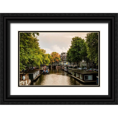 Amsterdam Singel Canal IV Black Ornate Wood Framed Art Print with Double Matting by Berzel, Erin