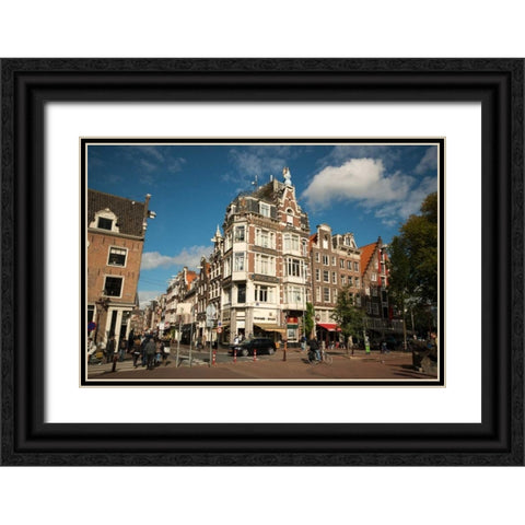 Amsterdam Haarlem District Black Ornate Wood Framed Art Print with Double Matting by Berzel, Erin