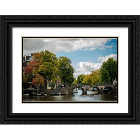 Autumn in Amsterdam Black Ornate Wood Framed Art Print with Double Matting by Berzel, Erin
