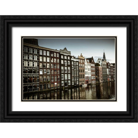 Amsterdams Dancing Houses Black Ornate Wood Framed Art Print with Double Matting by Berzel, Erin