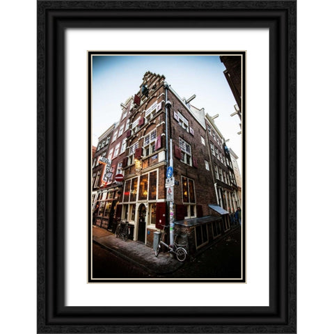 Amsterdam Nieuwebrugsteeg Black Ornate Wood Framed Art Print with Double Matting by Berzel, Erin