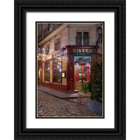 Bistro I900 Black Ornate Wood Framed Art Print with Double Matting by Crane, Rita