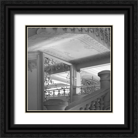 Belle Epoque I BW Square Black Ornate Wood Framed Art Print with Double Matting by Crane, Rita