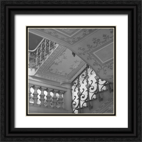 Belle Epoque II BW Square Black Ornate Wood Framed Art Print with Double Matting by Crane, Rita
