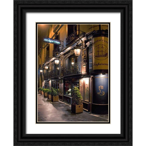 Paris Cafe III Black Ornate Wood Framed Art Print with Double Matting by Crane, Rita