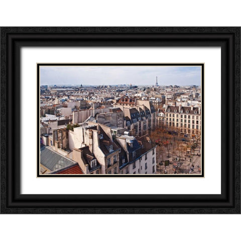 Paris Rooftops III Black Ornate Wood Framed Art Print with Double Matting by Crane, Rita