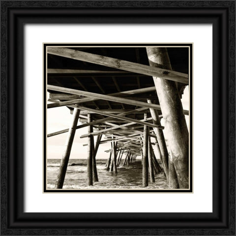 Atlantic Pier Sq. I Black Ornate Wood Framed Art Print with Double Matting by Hausenflock, Alan