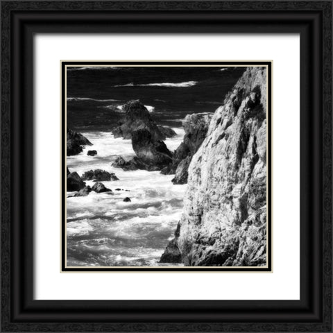 Garrapata 7 BW Square Black Ornate Wood Framed Art Print with Double Matting by Hausenflock, Alan