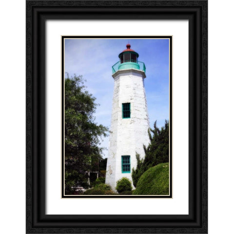 Old Point Comfort Light II Black Ornate Wood Framed Art Print with Double Matting by Hausenflock, Alan