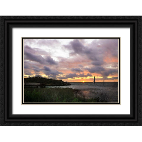 East Bay Sunrise I Black Ornate Wood Framed Art Print with Double Matting by Hausenflock, Alan