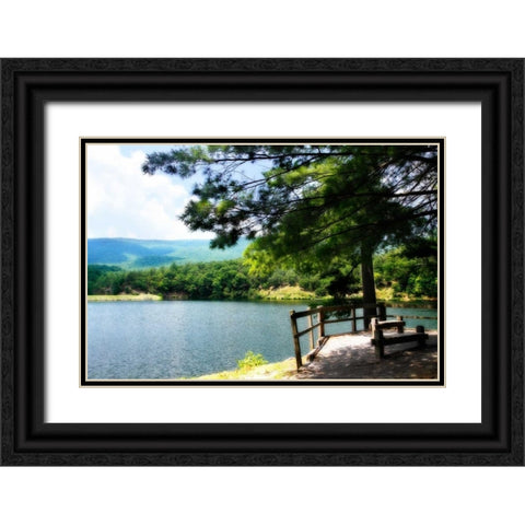 Douthat Lake II Black Ornate Wood Framed Art Print with Double Matting by Hausenflock, Alan