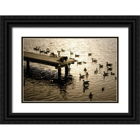 Feeding the Geese II Black Ornate Wood Framed Art Print with Double Matting by Hausenflock, Alan