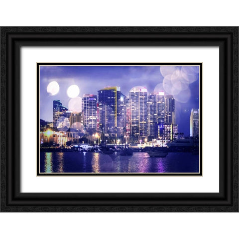City Lights II Black Ornate Wood Framed Art Print with Double Matting by Hausenflock, Alan