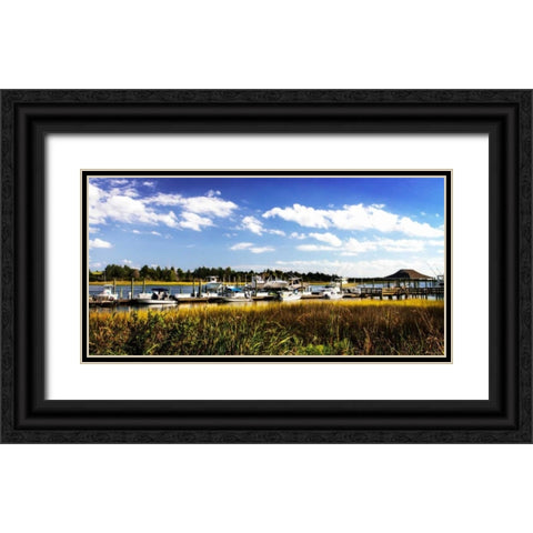 Waterway Dock I Black Ornate Wood Framed Art Print with Double Matting by Hausenflock, Alan