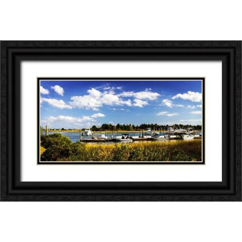 Waterway Dock II Black Ornate Wood Framed Art Print with Double Matting by Hausenflock, Alan