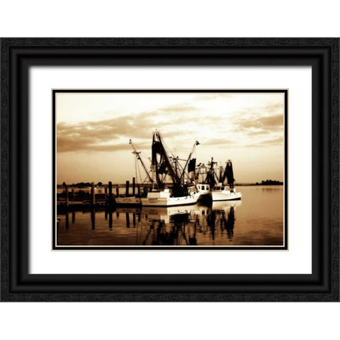 Beaufort Shrimpers Black Ornate Wood Framed Art Print with Double Matting by Hausenflock, Alan